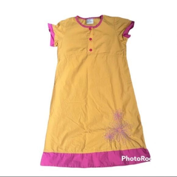 Hanna Andersson Girls Pink & Yellow Floral Shift Dress Sz‎ 140 US 10 - Picture 1 of 7
